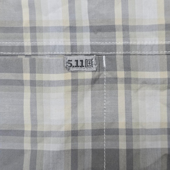 5.11 Tactical Plaid Button Up Shirt Gray Short Sleeve XL Outdoor Casual - Picture 11 of 16